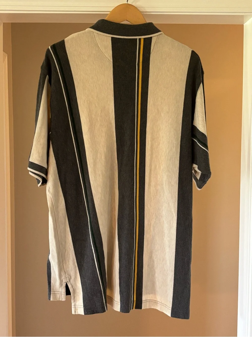Ralph Lauren (Chaps) Vertical Stripe Polo in Black, Cream & Yellow